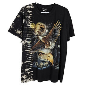 Jay's Rock Eagle T Shirt Size L Studded Black Cotton Tie Dye Tee Screaming